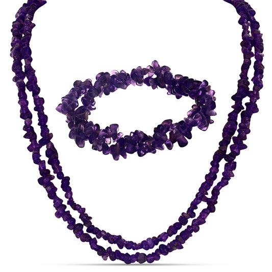 Set din Pepită ( 74.97 grame ) cu Agat Violet 374.83 Carate ( Colier+Brățară )