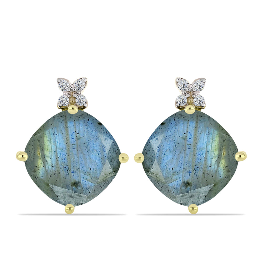 Cercei din Argint 925 Placat cu Aur ( 4.44 grame ) cu Labradorit și Topaz Alb 11.1 Carate 1 