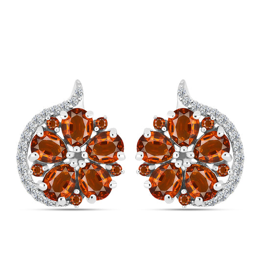 Cercei din Argint 925 ( 4.08 grame ) cu Citrin Madeira și Topaz Alb 3.16 Carate