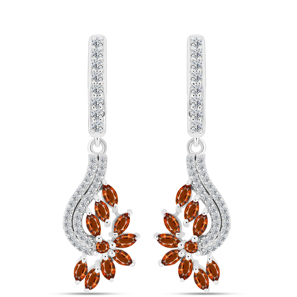 Cercei din Argint 925 ( 5.56 grame ) cu Citrin Madeira și Topaz Alb 2.45 Carate