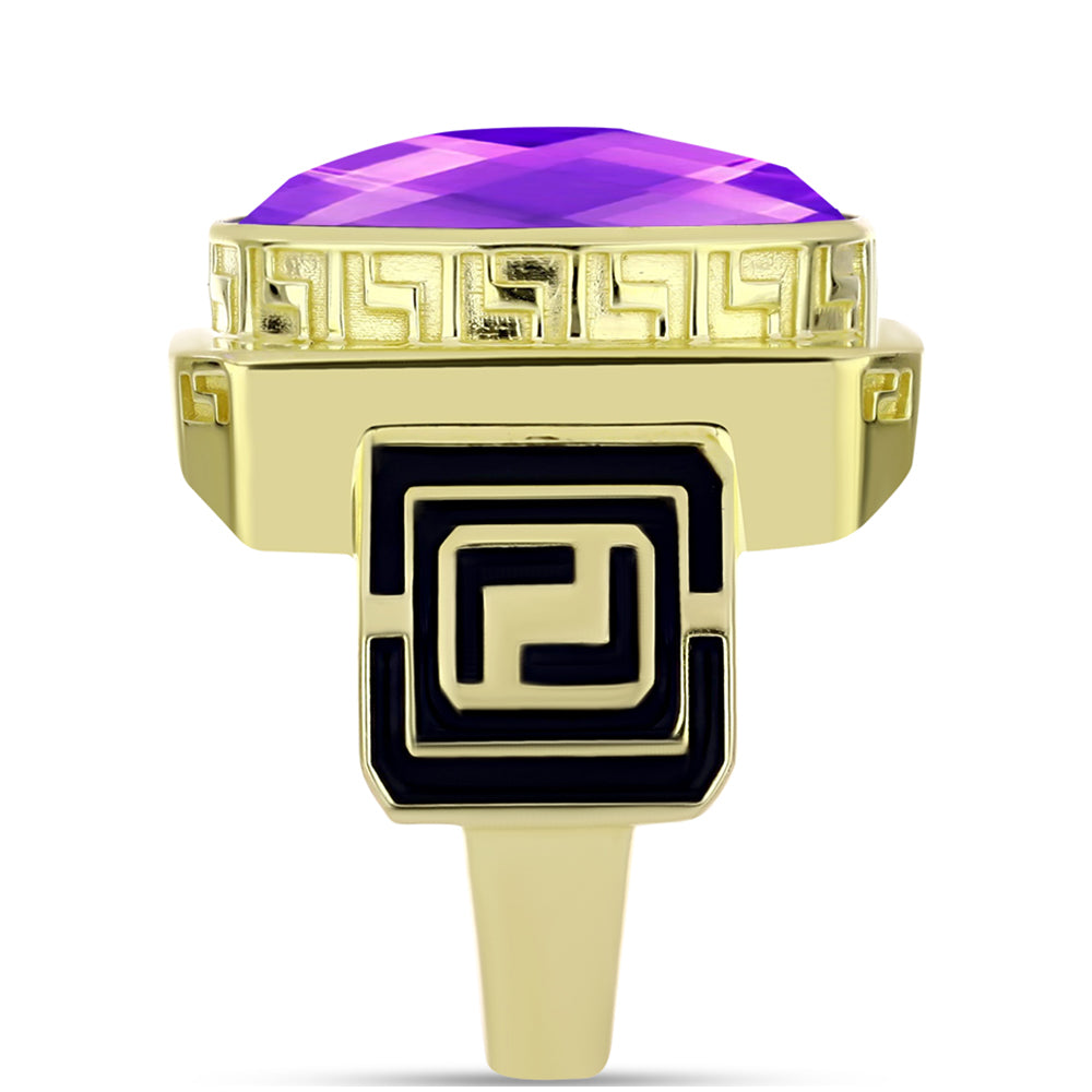 Inel din Argint 925 Placat cu Aur ( 7.75 grame ) cu Agat Violet 8.76 Carate
