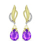 Cercei din Argint 925 Placat cu Aur ( 4.44 grame ) cu Agat Violet și Topaz Alb 3.56 Carate