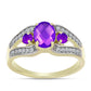 Inel din Argint 925 Placat cu Aur ( 3.42 grame ) cu Agat Violet și Topaz Alb 1.63 Carate