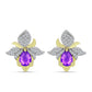 Cercei din Argint 925 Placat cu Aur ( 5.32 grame ) cu Agat Violet și Topaz Alb 3.04 Carate