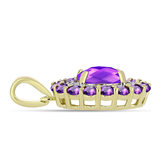 Pandantiv din Argint 925 Placat cu Aur ( 2.26 grame ) cu Agat Violet și Ametist Marocan 2.42 Carate