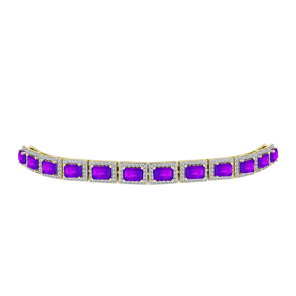 Brățară din Argint 925 Placat cu Aur ( 11.95 grame ) cu Agat Violet și Topaz Alb 8.66 Carate