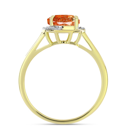 Inel din Argint 925 Placat cu Aur ( 4.13 grame ) cu Piatra Soarelui Oregon și Topaz Alb 3.68 Carate