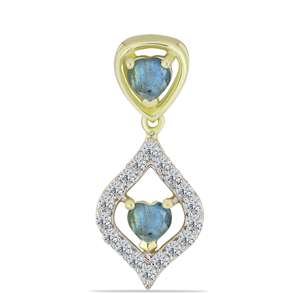 Pandantiv din Argint 925 Placat cu Aur ( 1.08 grame ) cu Labradorit și Topaz Alb 0.78 Carate 1 