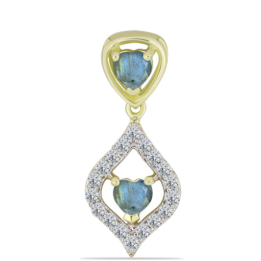 Pandantiv din Argint 925 Placat cu Aur ( 1.08 grame ) cu Labradorit și Topaz Alb 0.78 Carate
