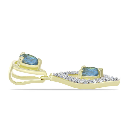 Pandantiv din Argint 925 Placat cu Aur ( 1.08 grame ) cu Labradorit și Topaz Alb 0.78 Carate