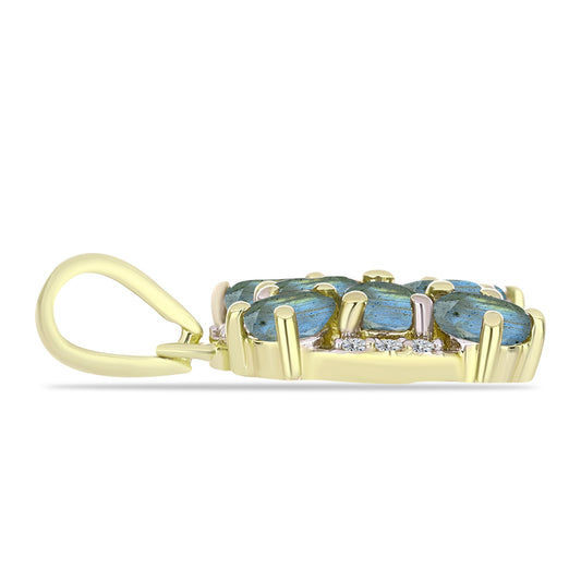 Pandantiv din Argint 925 Placat cu Aur ( 1.3 grame ) cu Labradorit și Topaz Alb 1.36 Carate