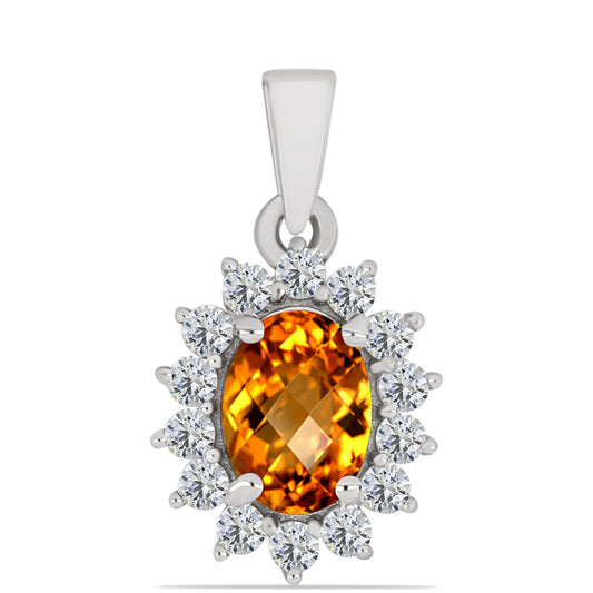 Pandantiv din Argint 925 ( 0.84 grame ) cu Citrin Madeira și Topaz Alb 1.05 Carate