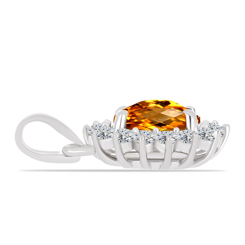 Pandantiv din Argint 925 ( 0.84 grame ) cu Citrin Madeira și Topaz Alb 1.05 Carate