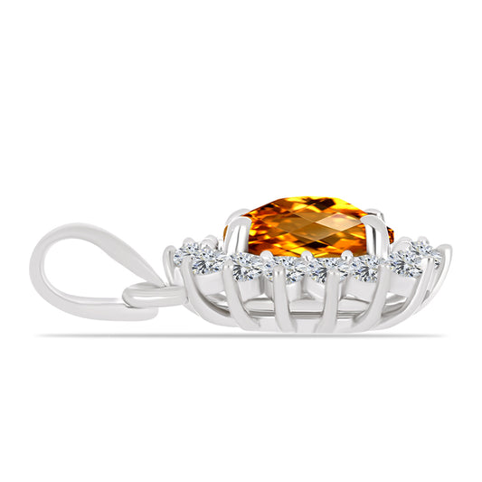Pandantiv din Argint 925 ( 0.84 grame ) cu Citrin Madeira și Topaz Alb 1.05 Carate