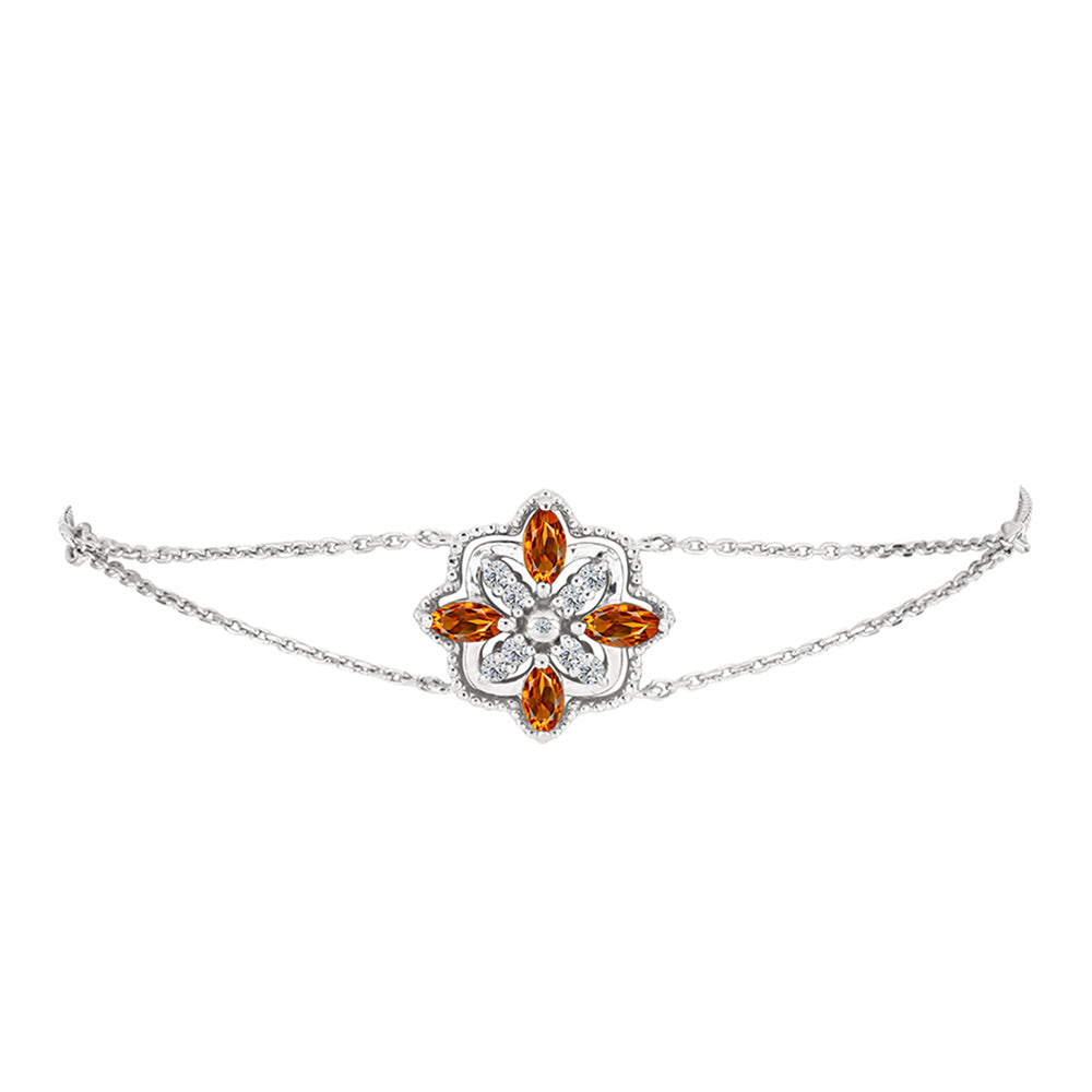 Brățară din Argint 925 ( 4.49 grame ) cu Citrin Madeira și Topaz Alb 1.11 Carate