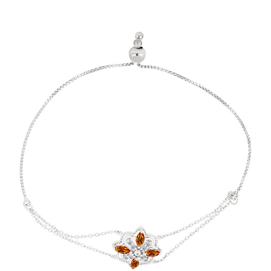 Brățară din Argint 925 ( 4.49 grame ) cu Citrin Madeira și Topaz Alb 1.11 Carate