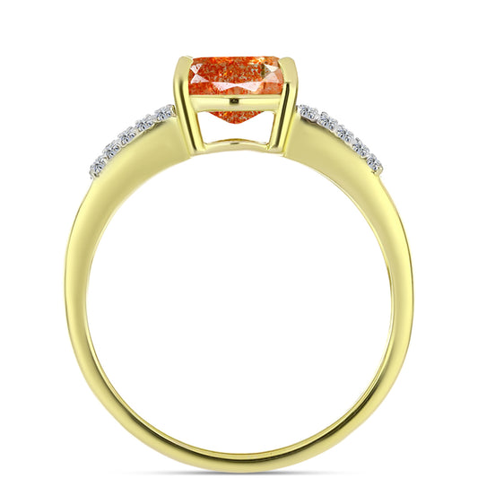 Inel din Argint 925 Placat cu Aur ( 2.84 grame ) cu Piatra Soarelui Oregon și Topaz Alb 1.82 Carate