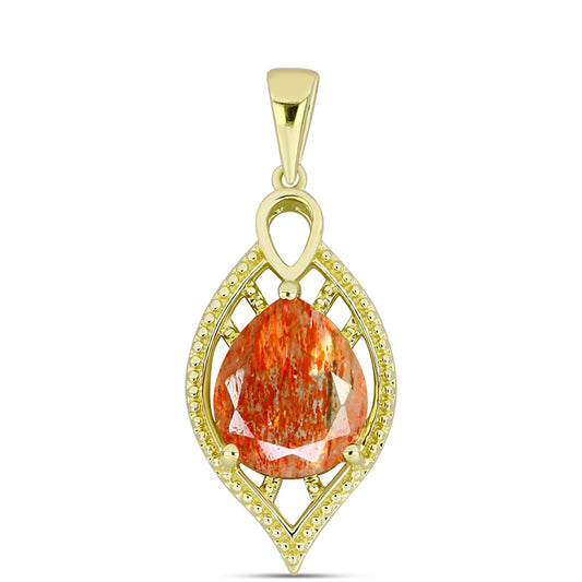 Pandantiv din Argint 925 Placat cu Aur ( 2.61 grame ) cu Piatra Soarelui Oregon 3.49 Carate