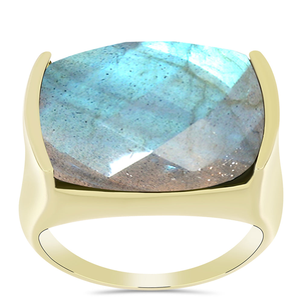Inel din Argint 925 Placat cu Aur ( 5.96 grame ) cu Labradorit 12.24 Carate 3 