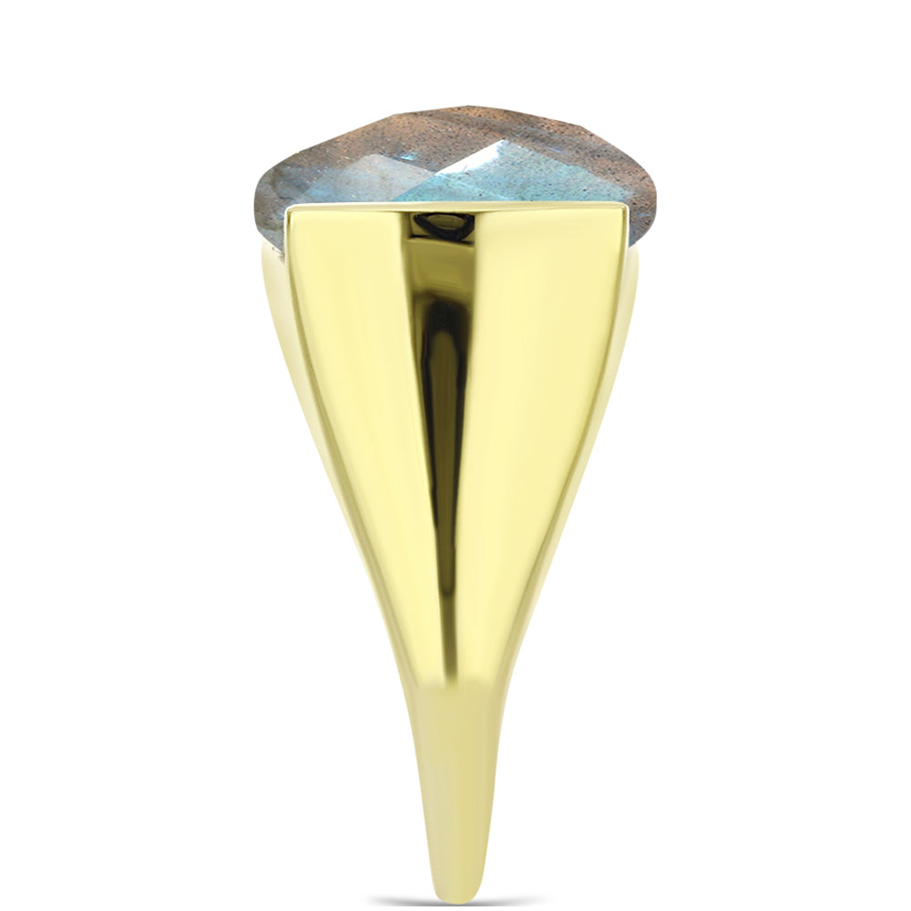 Inel din Argint 925 Placat cu Aur ( 5.96 grame ) cu Labradorit 12.24 Carate 8 