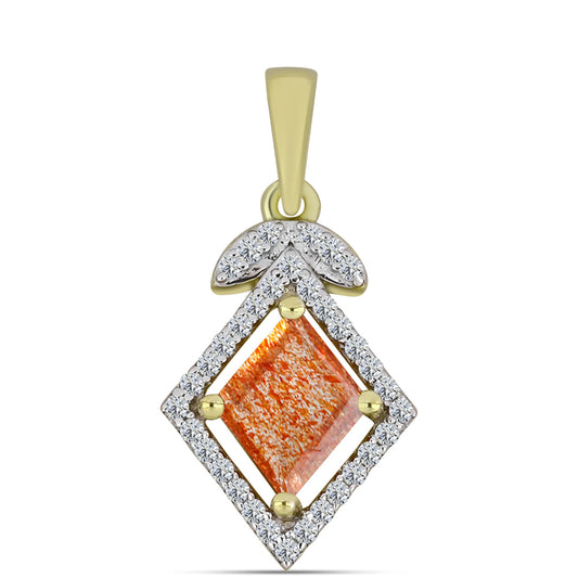 Pandantiv din Argint 925 Placat cu Aur ( 1.44 grame ) cu Piatra Soarelui Oregon și Topaz Alb 1.34 Carate