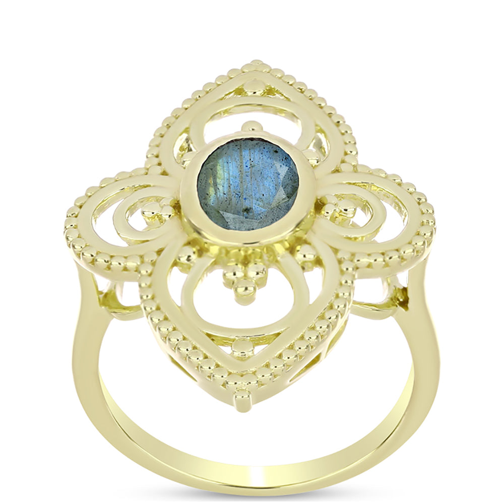 Inel din Argint 925 Placat cu Aur ( 5.02 grame ) cu Labradorit 1.15 Carate