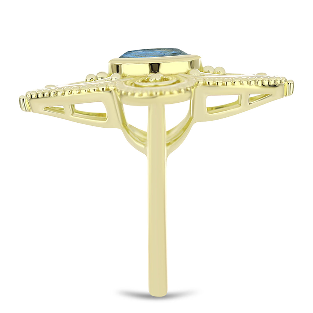 Inel din Argint 925 Placat cu Aur ( 5.02 grame ) cu Labradorit 1.15 Carate
