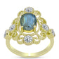 Inel din Argint 925 Placat cu Aur ( 3.65 grame ) cu Labradorit și Topaz Alb 2.9 Carate