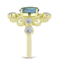 Inel din Argint 925 Placat cu Aur ( 3.65 grame ) cu Labradorit și Topaz Alb 2.9 Carate