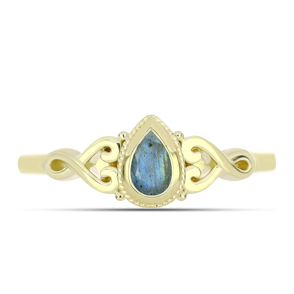 Inel din Argint 925 Placat cu Aur ( 1.76 grame ) cu Labradorit 0.2 Carate