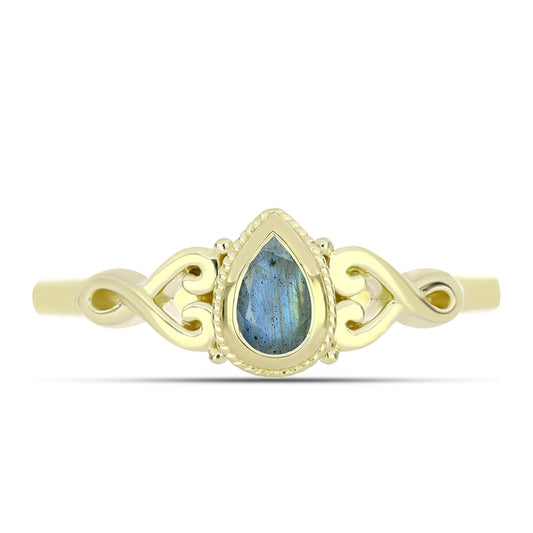 Inel din Argint 925 Placat cu Aur ( 1.76 grame ) cu Labradorit 0.2 Carate