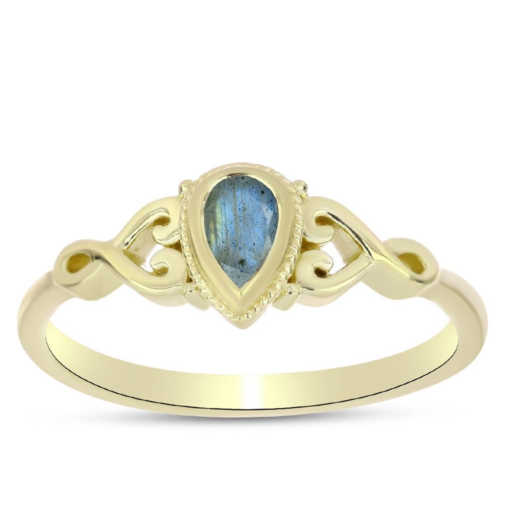 Inel din Argint 925 Placat cu Aur ( 1.76 grame ) cu Labradorit 0.2 Carate 3 