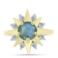 Inel din Argint 925 Placat cu Aur ( 4.08 grame ) cu Labradorit și Topaz Alb 1.57 Carate