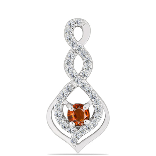 Pandantiv din Argint 925 ( 1.6 grame ) cu Citrin Madeira și Topaz Alb 0.48 Carate