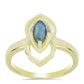 Inel din Argint 925 Placat cu Aur ( 2.65 grame ) cu Labradorit și Topaz Alb 0.64 Carate