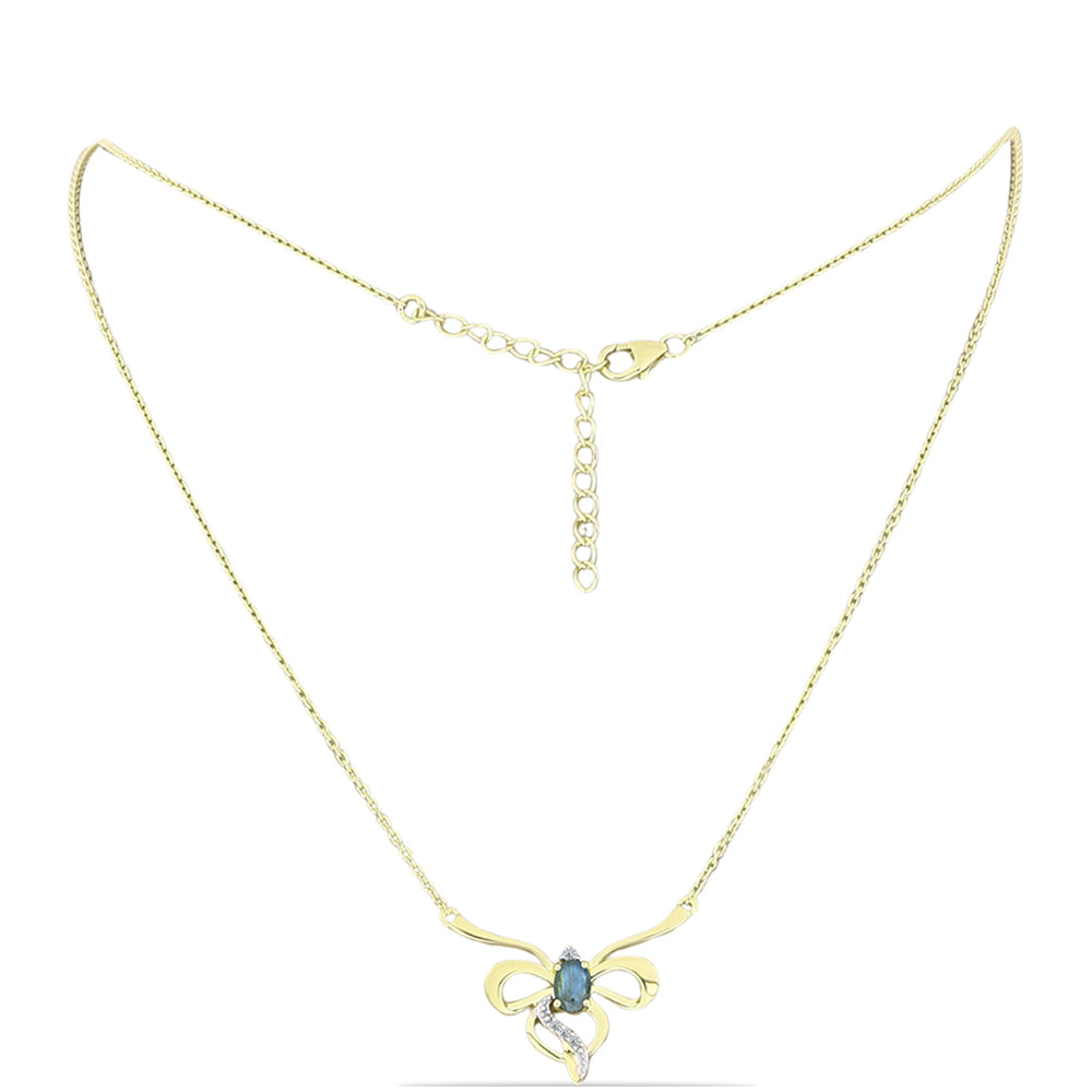 Colier din Argint 925 Placat cu Aur ( 4.14 grame ) cu Labradorit și Topaz Alb 0.47 Carate 1 