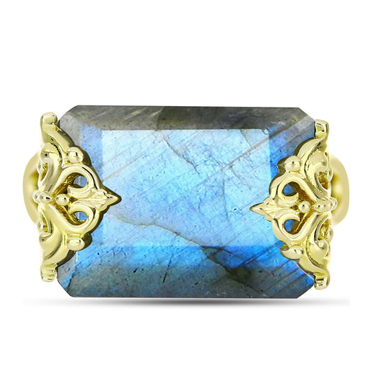 Inel din Argint 925 Placat cu Aur ( 4.13 grame ) cu Labradorit 9.13 Carate