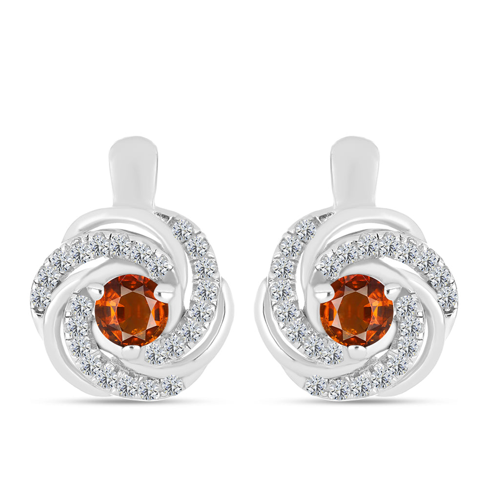 Cercei din Argint 925 ( 3.47 grame ) cu Citrin Madeira și Topaz Alb 0.82 Carate 1 