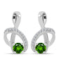 Cercei din Argint 925 ( 3.52 grame ) cu Cromdiopsid și Topaz Alb 0.67 Carate