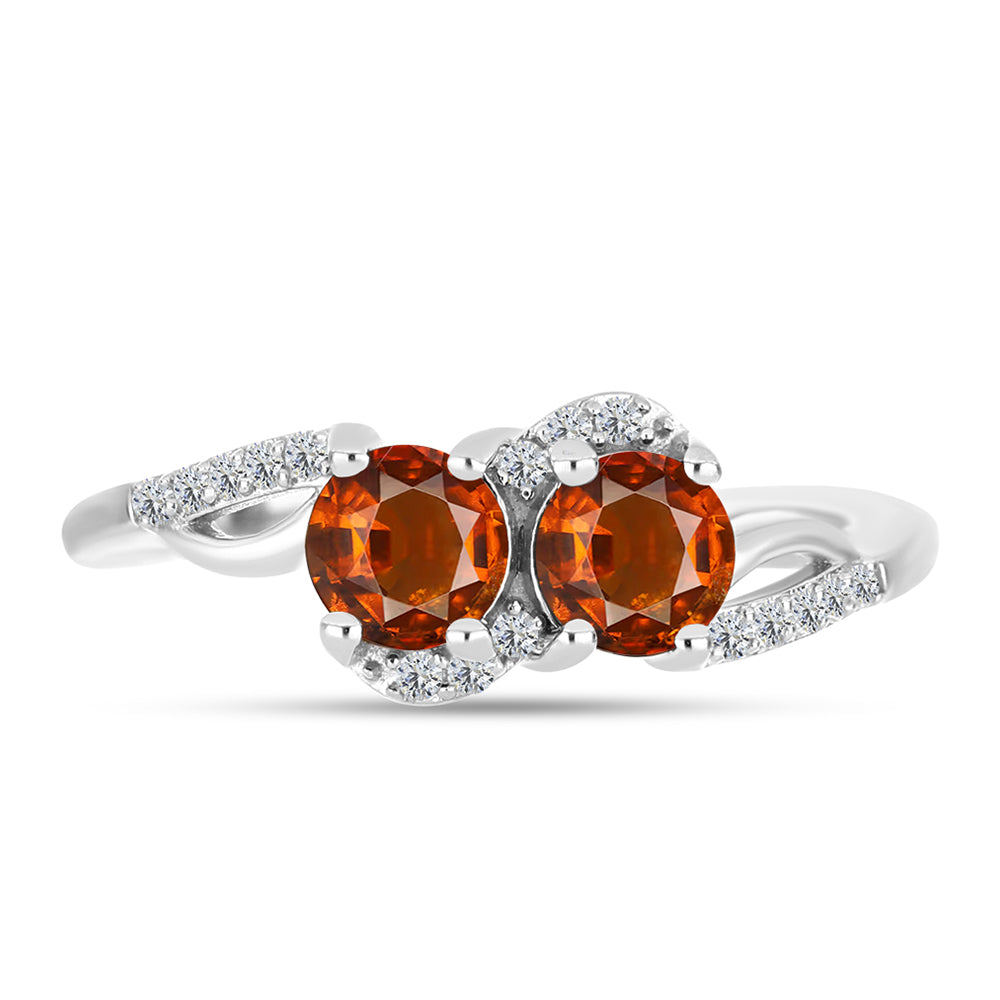 Inel din Argint 925 ( 2.54 grame ) cu Citrin Madeira și Topaz Alb 0.99 Carate 1 