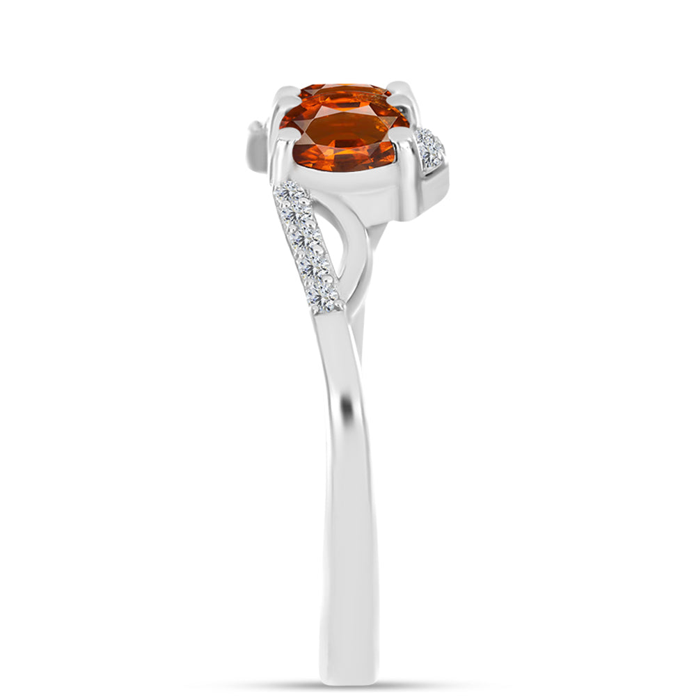 Inel din Argint 925 ( 2.54 grame ) cu Citrin Madeira și Topaz Alb 0.99 Carate 4 