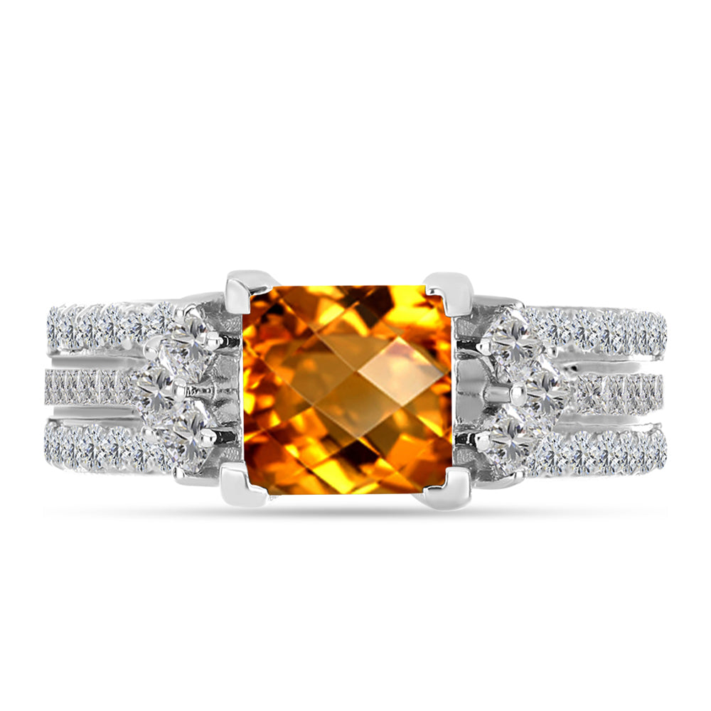 Inel din Argint 925 ( 5.89 grame ) cu Citrin Madeira și Topaz Alb 2.89 Carate 1 