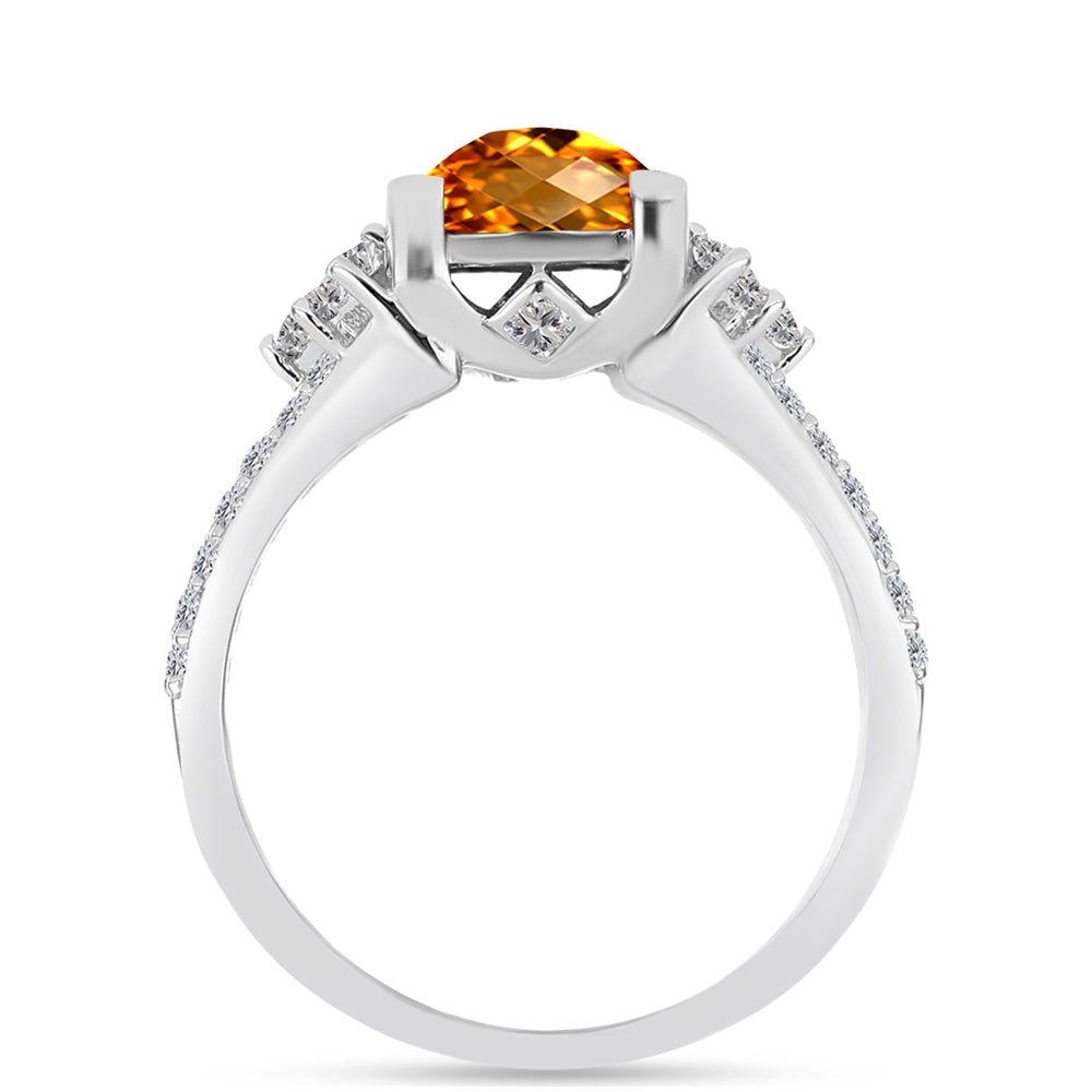 Inel din Argint 925 ( 5.89 grame ) cu Citrin Madeira și Topaz Alb 2.89 Carate 2 