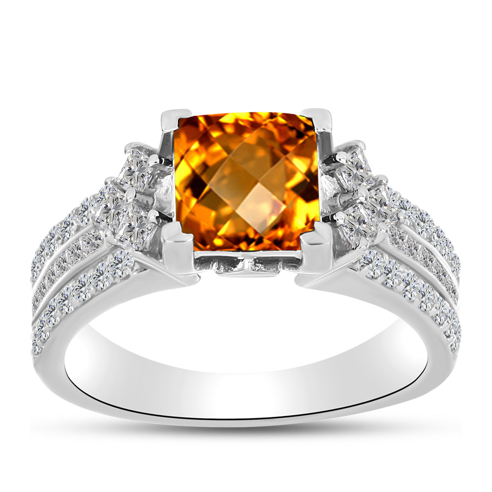 Inel din Argint 925 ( 5.89 grame ) cu Citrin Madeira și Topaz Alb 2.89 Carate
