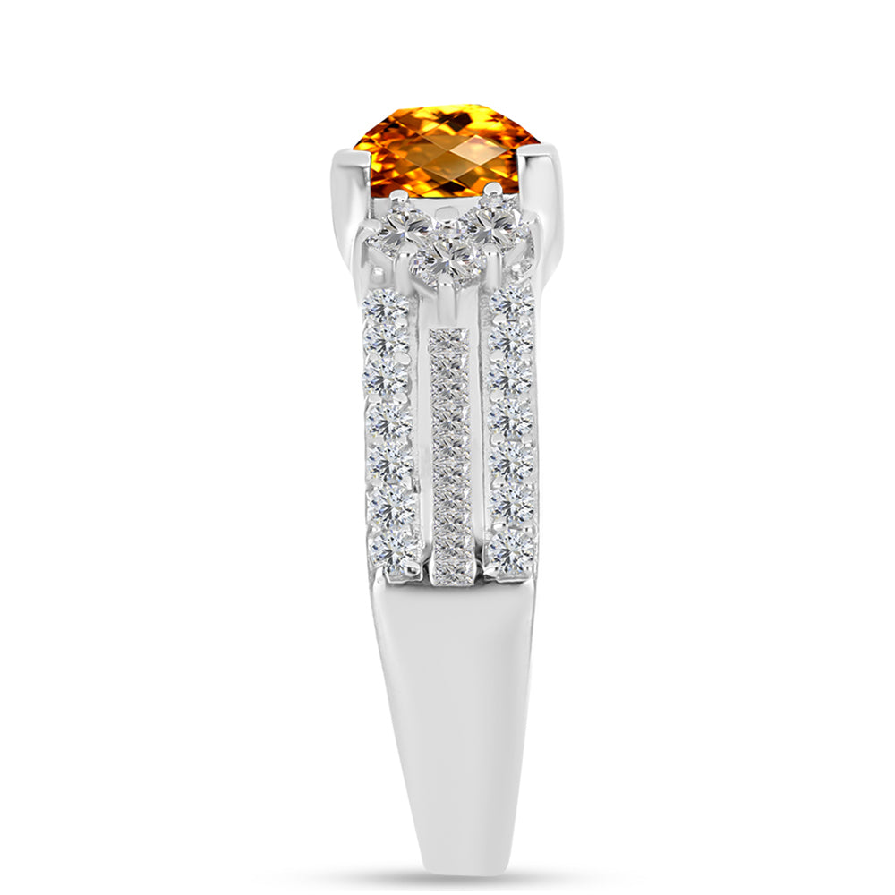 Inel din Argint 925 ( 5.89 grame ) cu Citrin Madeira și Topaz Alb 2.89 Carate 4 
