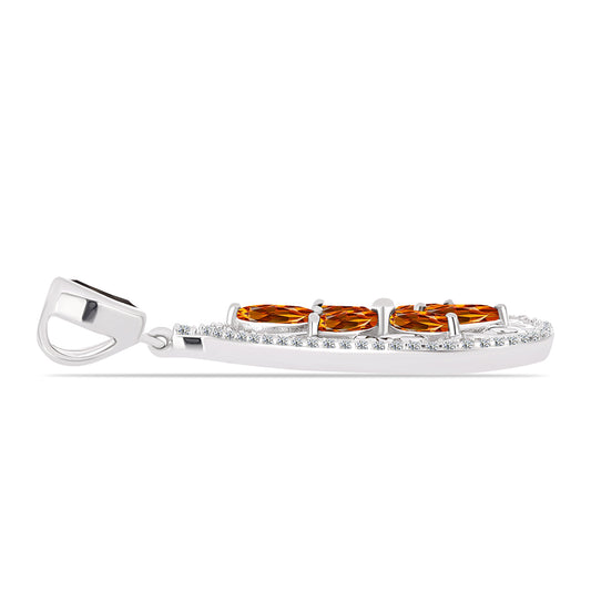 Pandantiv din Argint 925 ( 4.54 grame ) cu Citrin Madeira și Topaz Alb 1.82 Carate