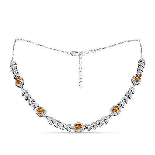 Colier din Argint 925 ( 19.01 grame ) cu Citrin Madeira și Topaz Alb 5.84 Carate