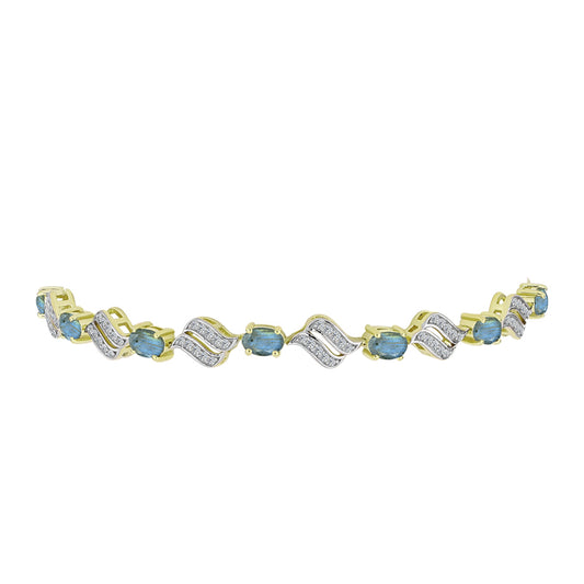 Brățară din Argint 925 Placat cu Aur ( 7.71 grame ) cu Labradorit și Topaz Alb 3.58 Carate