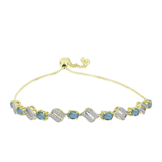 Brățară din Argint 925 Placat cu Aur ( 7.71 grame ) cu Labradorit și Topaz Alb 3.58 Carate