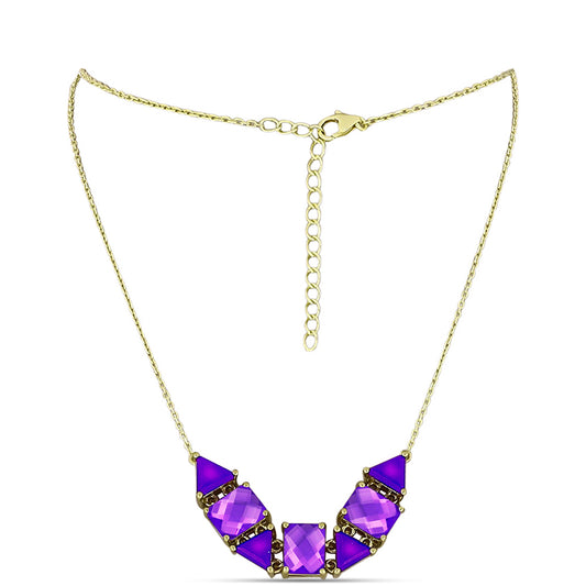 Colier din Argint 925 Placat cu Aur ( 6.35 grame ) cu Agat Violet 9.77 Carate